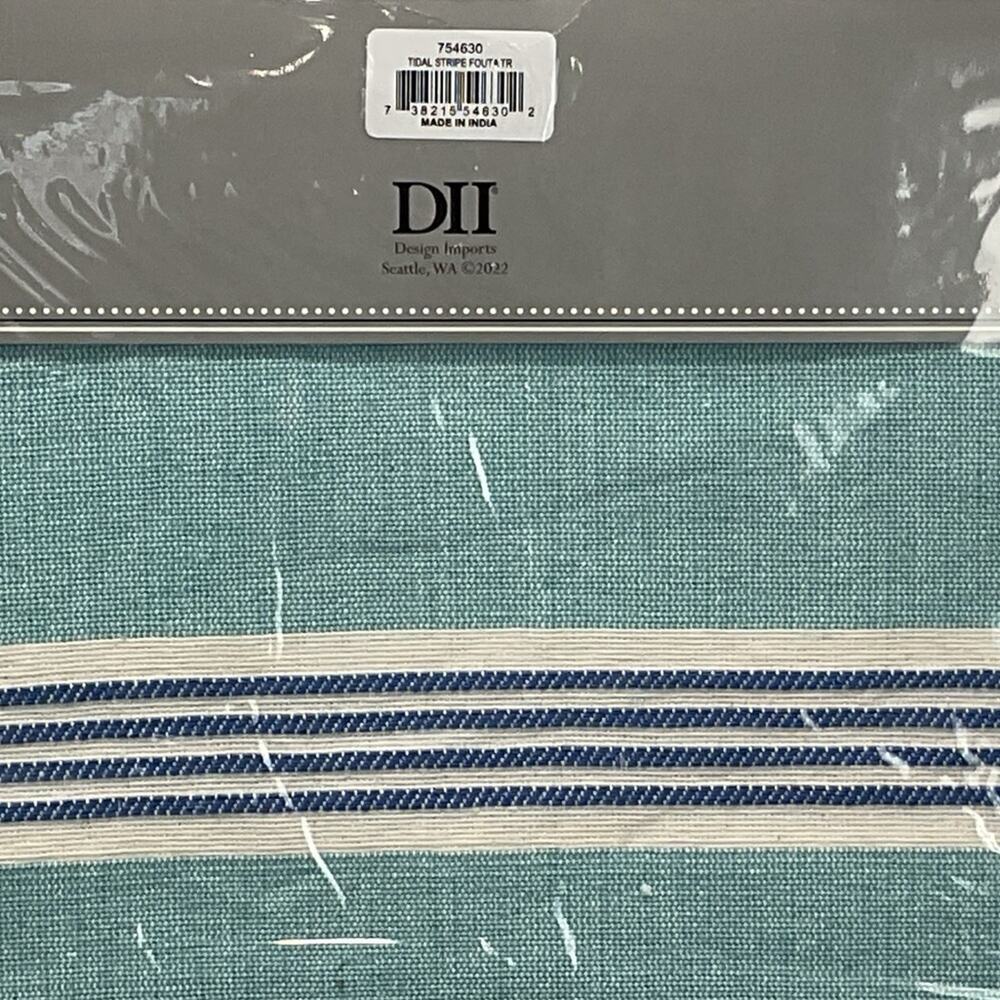 Design Imports Table Runner 14" x 72" Tidal Stripe Fouta Fringed 100% Cotton NWT - Picture 5 of 8